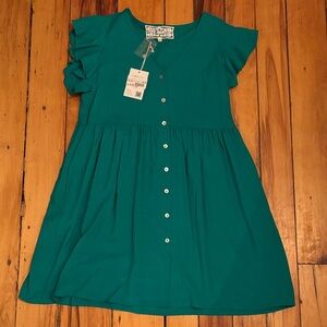 Pink Martini Green Tunic Dress with Ruffle Sleeves